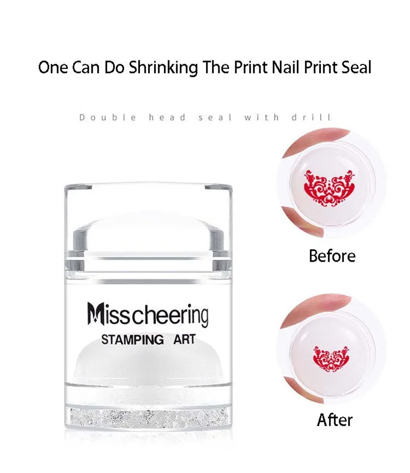1 Pcs Double Head Nail Stamper Shining Holographic Head Clear Silicone Stamper Nail Art Stamping Plate With Shrinking Printing