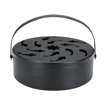 

Anti Scald Round Mosquito Coil Holder Portable With Handle Home Durable Office Wrought Iron Out Garden Fire Prevention