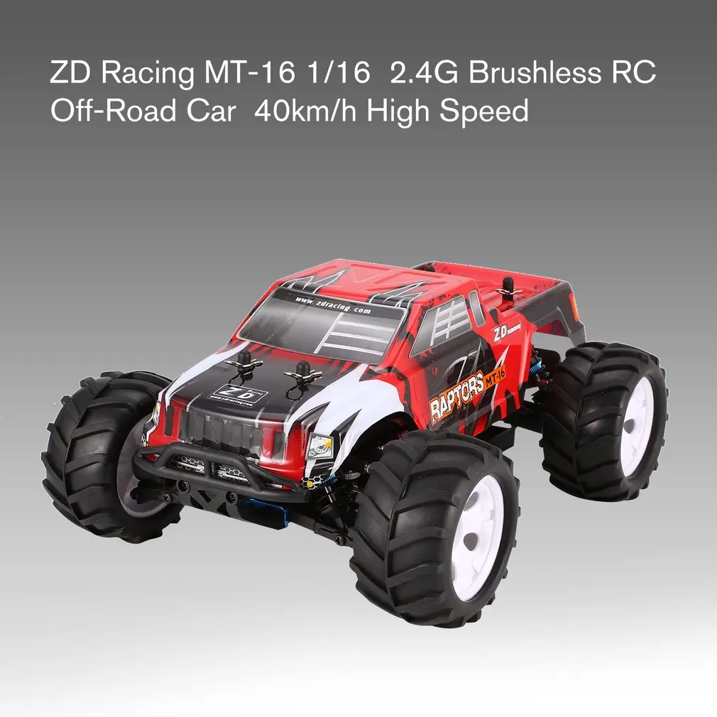 ZD Racing MT-16 1/16 Scale 2.4G 40km/h High Speed Brushless Off-Road Truck Big Wheels Bigfoot RC Car Remote Control Kids Gift