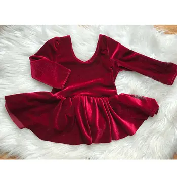 

Baby Girls Long Sleeve Retro Tutu Dress Princess Christmas Pleuche Dresses 0-24M