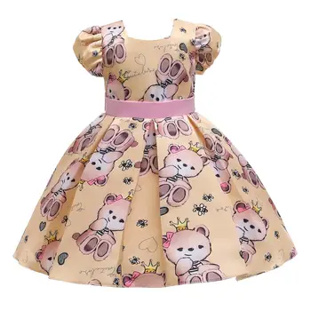 

2020 New Summer Dress For Girls Kids Cartoon Princess Girls Dress Vestidos Party Wedding Dress With Sash Baby Clothes 2-10Y Roup