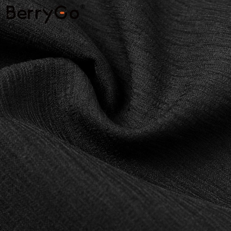 BerryGo сексуальное черное платье-блейзер с v-образным вырезом женское офисное шикарное однотонное платье Для Работы Осеннее элегантное Пышный рукав бант короткое вечернее платье