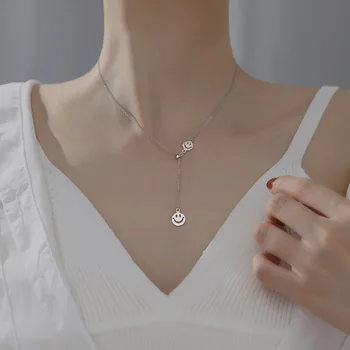 

925 Sterling Silver Tassel Round Bead Charm Necklace Pendant Christmas Jewelry Necklace For Women Wedding choker dz236