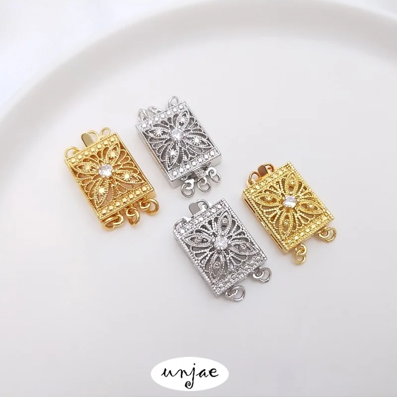 

Цветная стандартная Пряжка из настоящего золота 18K с инкрустированным Цирконом прямоугольная многорядная жемчужная Пряжка «сделай сам»