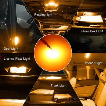 

10pcs T10 LED Canbus SMD Amber W5W Car Wedge Side Light Interior Lamp Dome Bulb Super Bright LED Bulbs