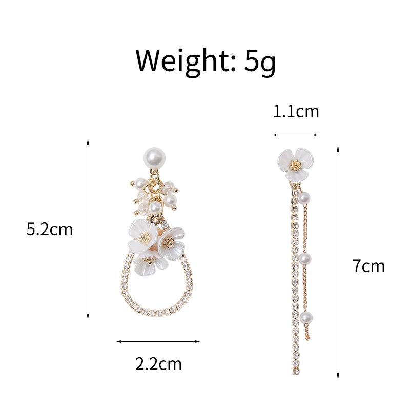 MWSONYA Fashion Korean Sweet Pearl Flower Drop Earrings for Women Fashion Tassel Pendientes Jewelry Earrings for Girl Gift