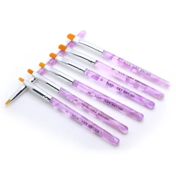 Günstige 7Pcs Professionelle Acryl Nail Art Pinsel Set UV Gel Builder Nagellack Malerei Zeichnung Stift Hause DIY Maniküre Salon Werkzeuge