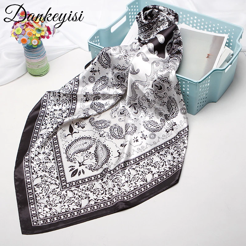 

DANKEYISI Women Scarf Female Luxury Brand Design Foulard Print Square Scarves Fashion Shawls Wraps 90*90
