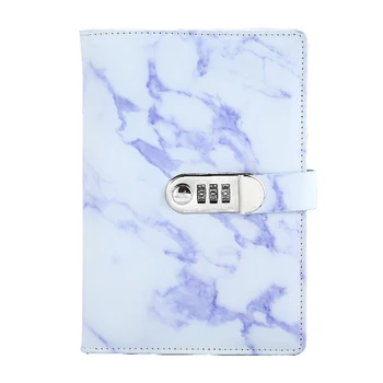 

A5 With Code Lock Marble Pattern Diary Note Book Stationery PU Leather Pen Insert Office Bookmark School Supply Business Student