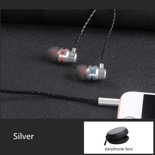 silver box Наушники в ухо, встроенный микрофон, интерфейс 3,5 мм для телефона iPhone 6, 7, 8, 11 pro, huawei, Xiaomi, телефон, проводная гарнитура, наушники - Цвет: silver box
