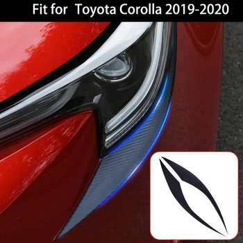 

DWCX 2PCS ABS Carbon Fiber Style Front Head Light Eyebrow Cover Trim Sticker Fit for Toyota Corolla 2020