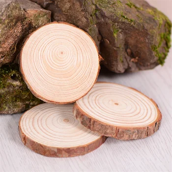 

Wooden Slice Cup Mat Natural Round Coaster Tea Coffee Mug Drinks Holder for DIY Crafts Wedding Party Decoration
