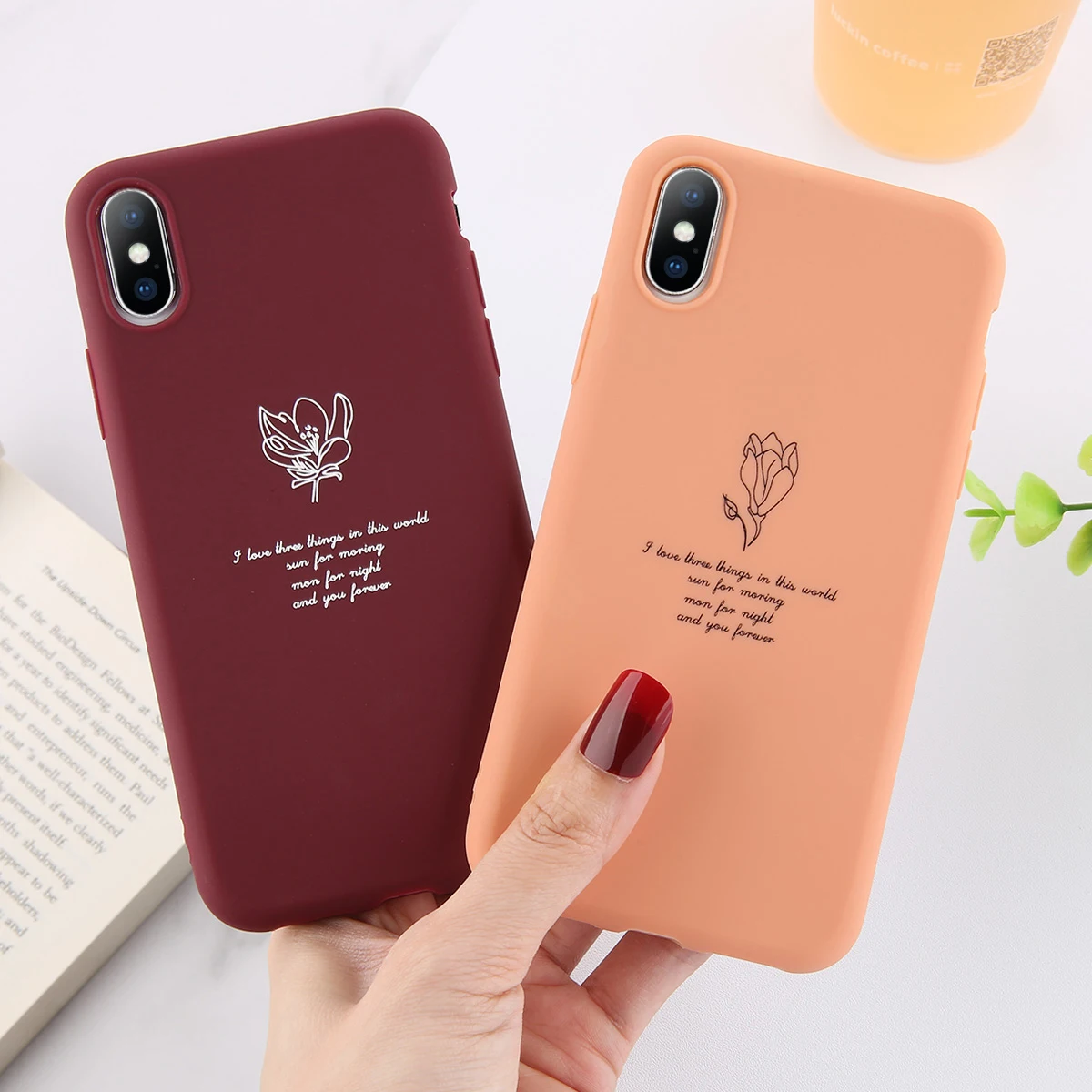 

Moskado Solid Color Print Pattern Phone Case For iphone XS MAX XR X Silicone Cover For 5 6 7 8 Plus Quotes