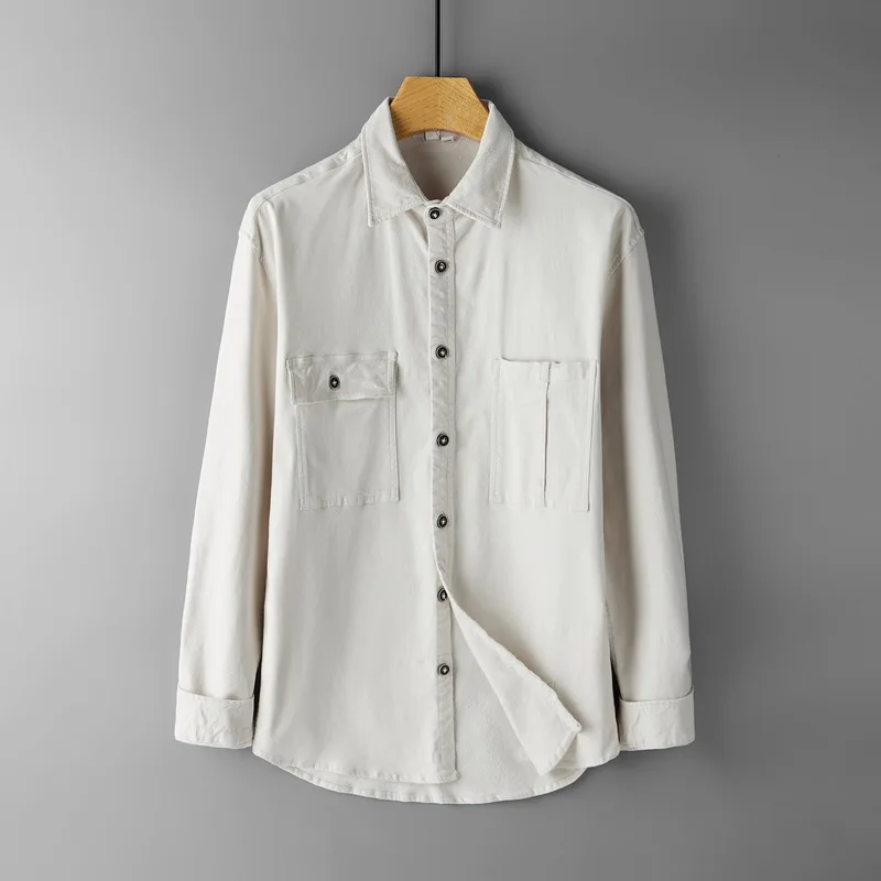 New Brand long sleeve cotton shirt men Italy style fashion shirts for solid autumn male tops mens |
