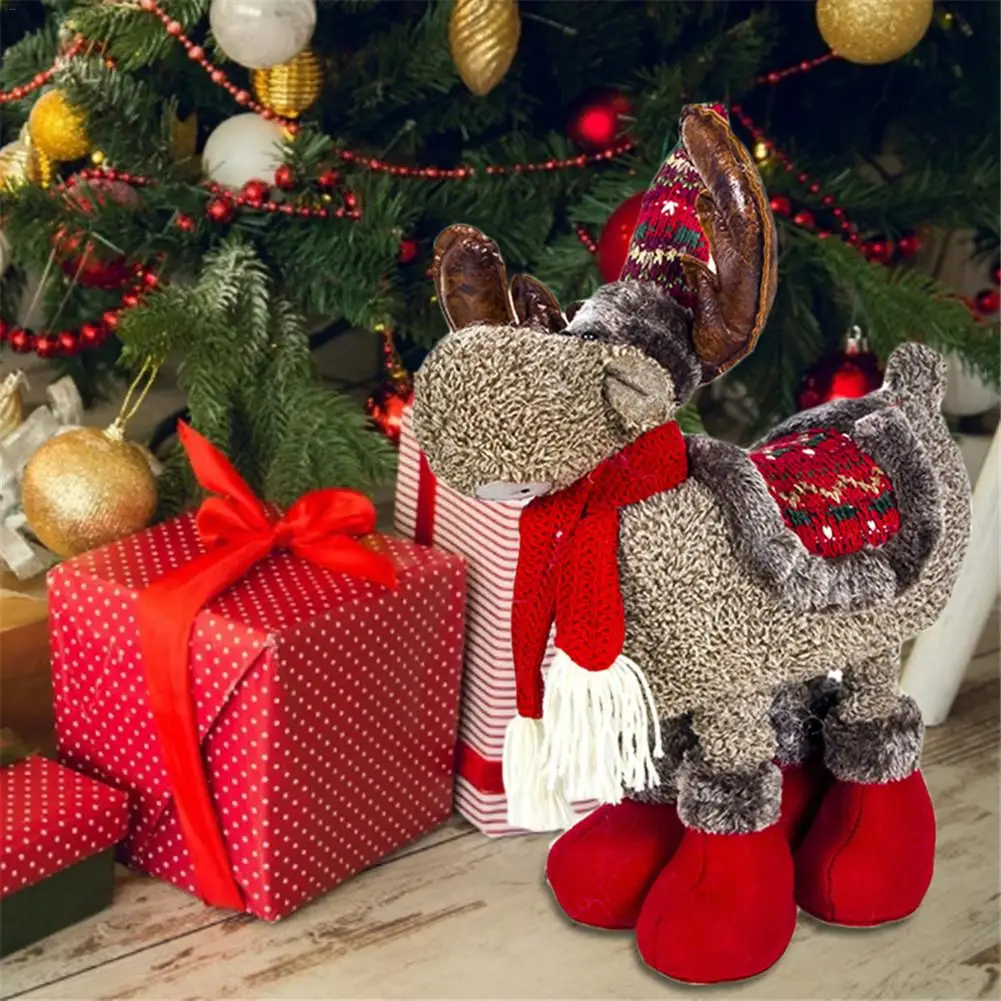 45-60 см Новогодние куклы выдвижной Санта-Клаус снеговик лося игрушки рождественские фигурки Рождественский подарок для ребенка красный орнамент с рождественской елкой