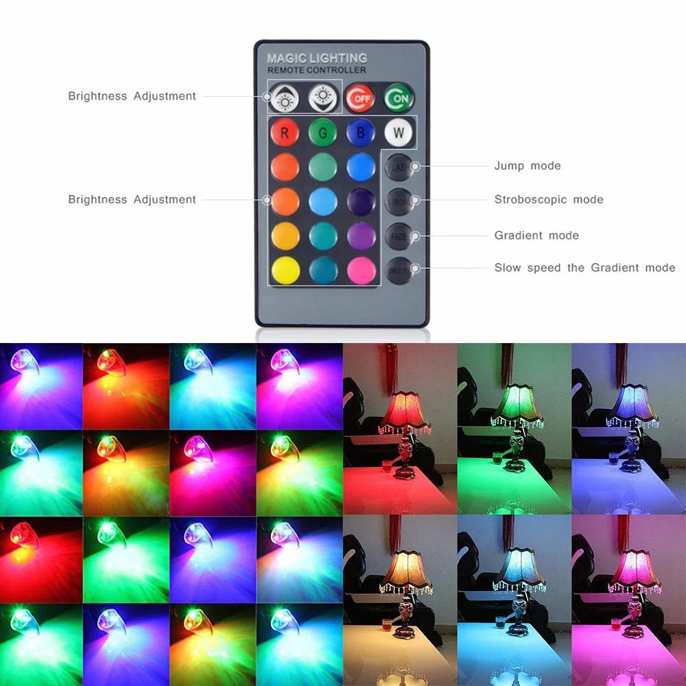 IR Remote RGB Magic LED Bulb E12/E14 LED Changing 16Color AC85-265V RGB Lamp Spotlight LED Bulbs Decor For Home Party KTV D40