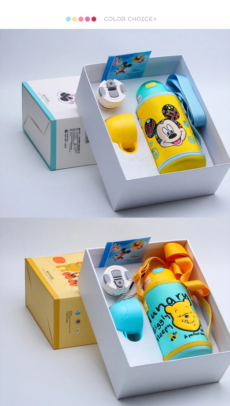 Кружка из нержавеющей стали disney kid, мультяшная Милая чашка с вышивкой, набор, двойное покрытие, дорожный горшок для детей с соломинкой, 500 мл/580 мл