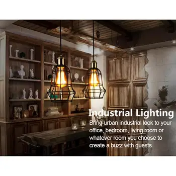 

E27 AC 110-240V Vintage Industrial Loft Wire Cage Hanging Pendant Lighting Rustic Barn Metal Indoor Lighting