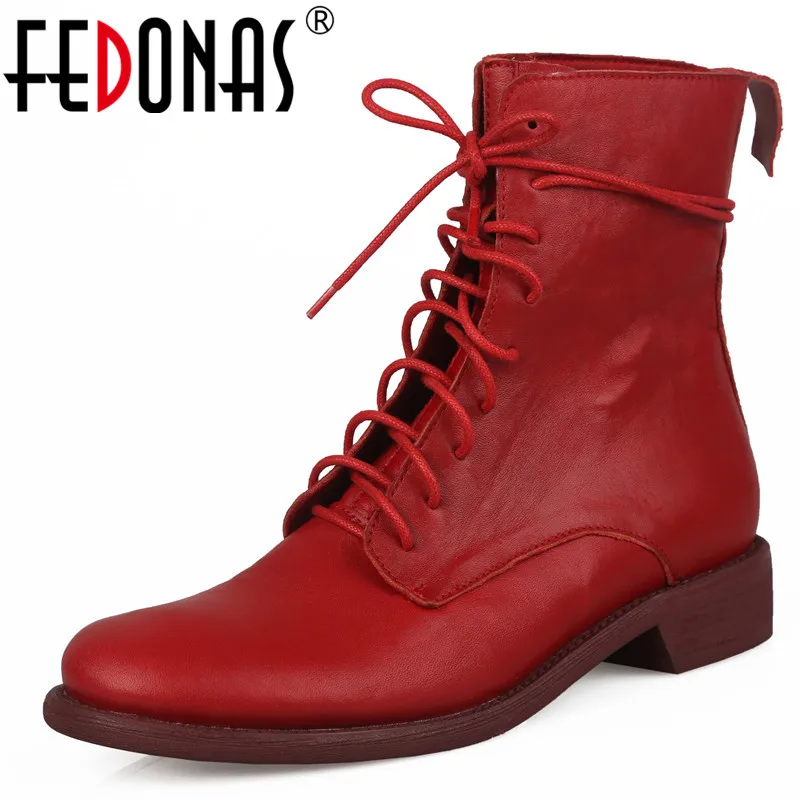 

FEDONAS Female Quality Horse Skin Square Heels Party Night Club Shoes Woman Winter Women Ankle Boots Fashion Motorcycle Boots
