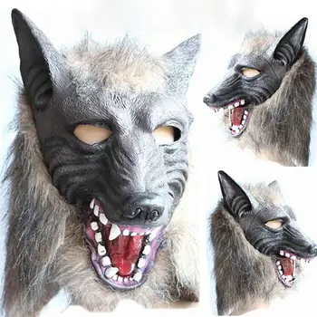 

Creepy Full Face Wolf Latex Mask and Wolf Claws Theater Prank Prop Crazy Masks Halloween Costume