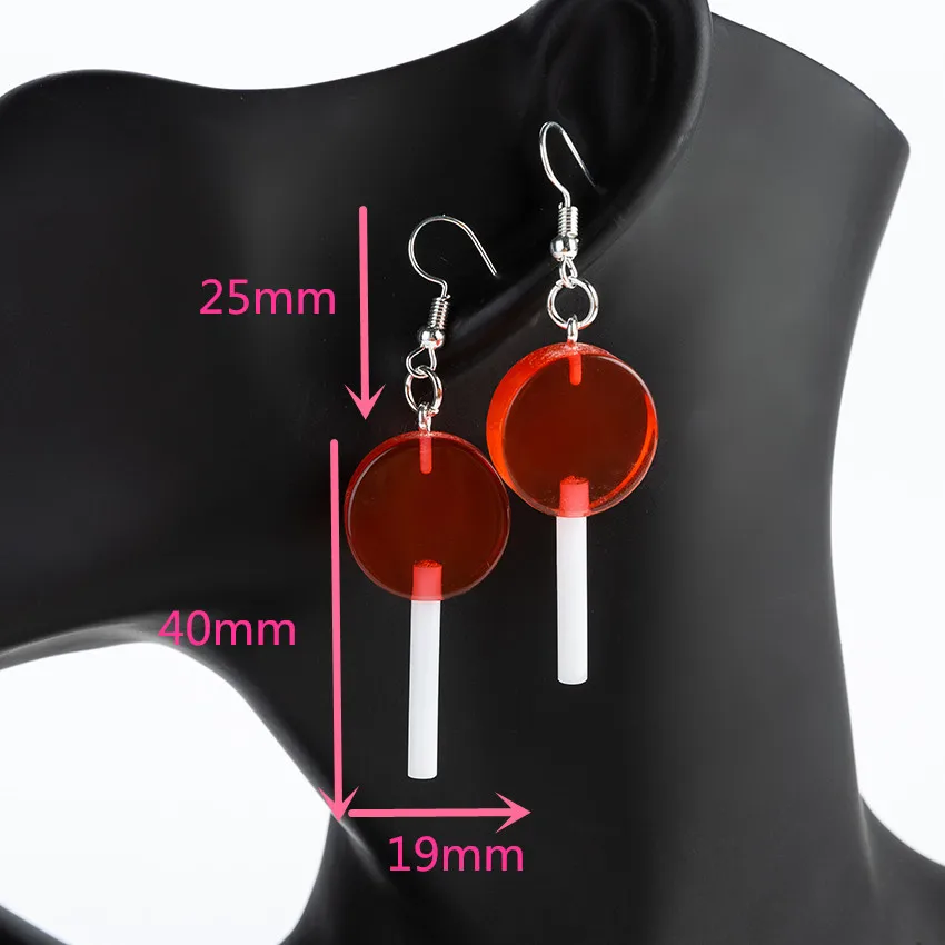 Dangle earrings drop earrings long earrings dome teardrop earrings 1Pair women resin lollipop crafts glitter candy shape charms bff friendship jewelry