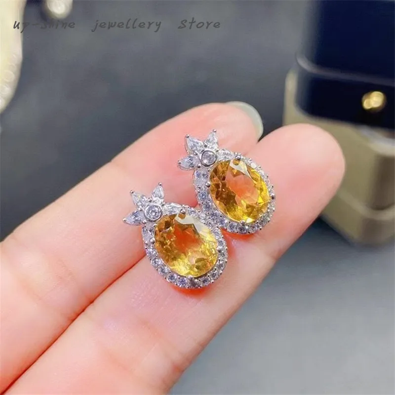 

Hot style natural citrine earrings 925 silver ladies earrings boutique lucky natural citrine you deserve to have
