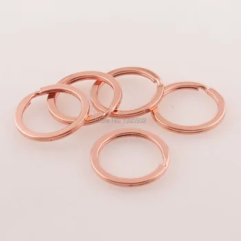 

30pcs 30/25mm Rose Gold Color Split Ring Flat Key Ring metal Key chain Diy hardware Leather Craft Webbing matching ring