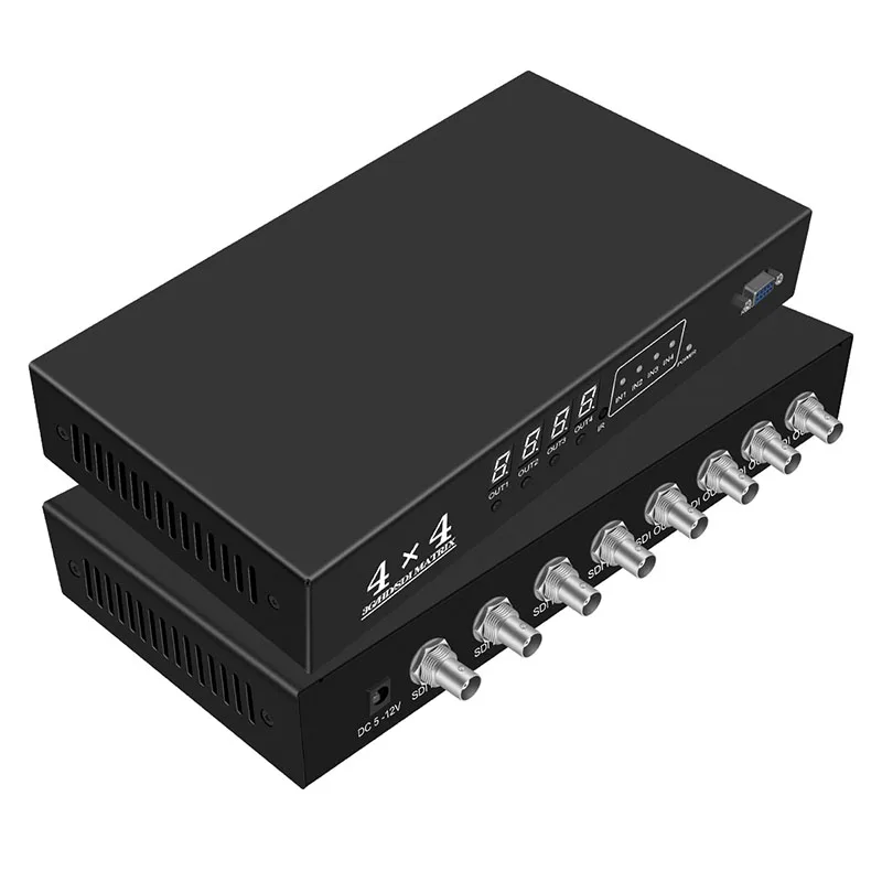 

Broadcast grade SDI Matrix 4 in 4 out HD Switcher Power off memory protection Support IR Remote Control for Camera SDI Monitor