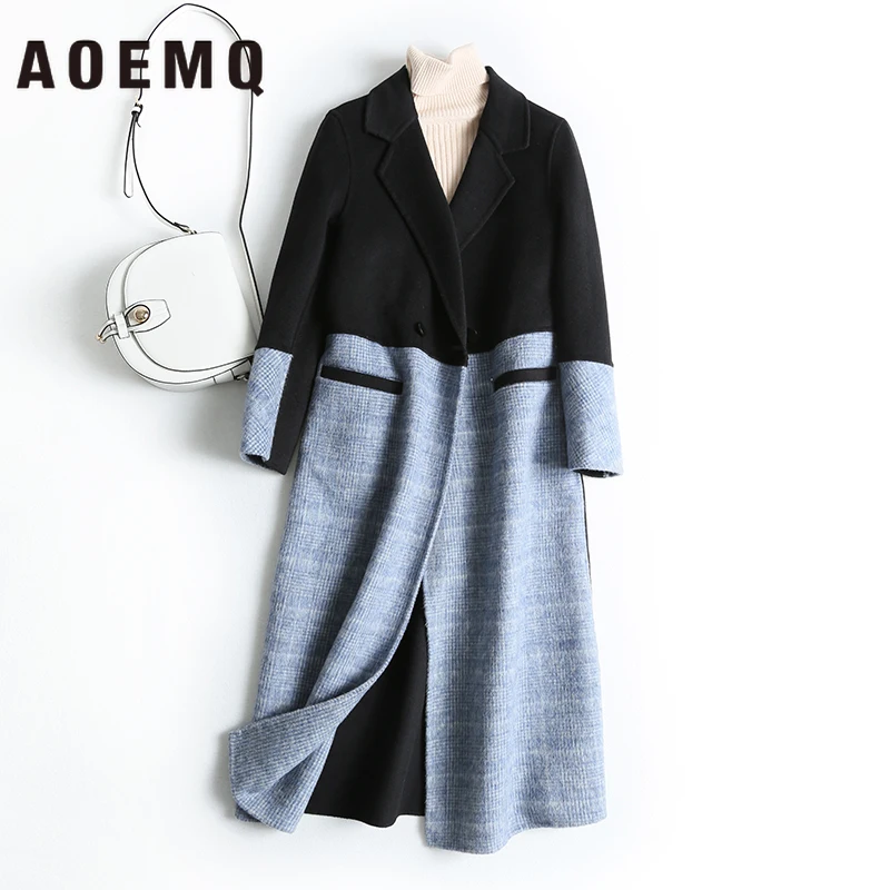 AOEMQ модное пальто верхняя одежда открытый стежок лоскутное цветное кардиган