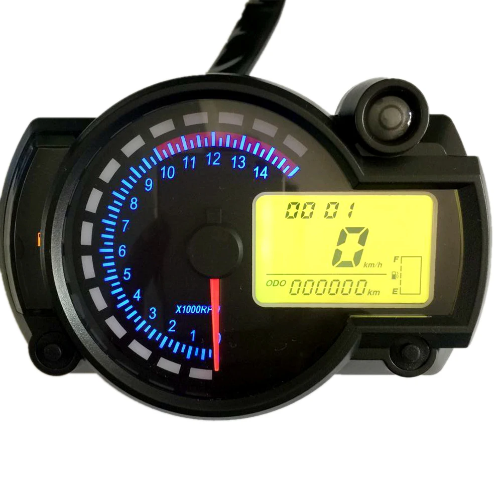 7 Colors Motorcycle Speedometer Instrument LCD Digital Tachometer Gauge Odometer Fault Warning Light For RX2N 4 Cylinders Moto