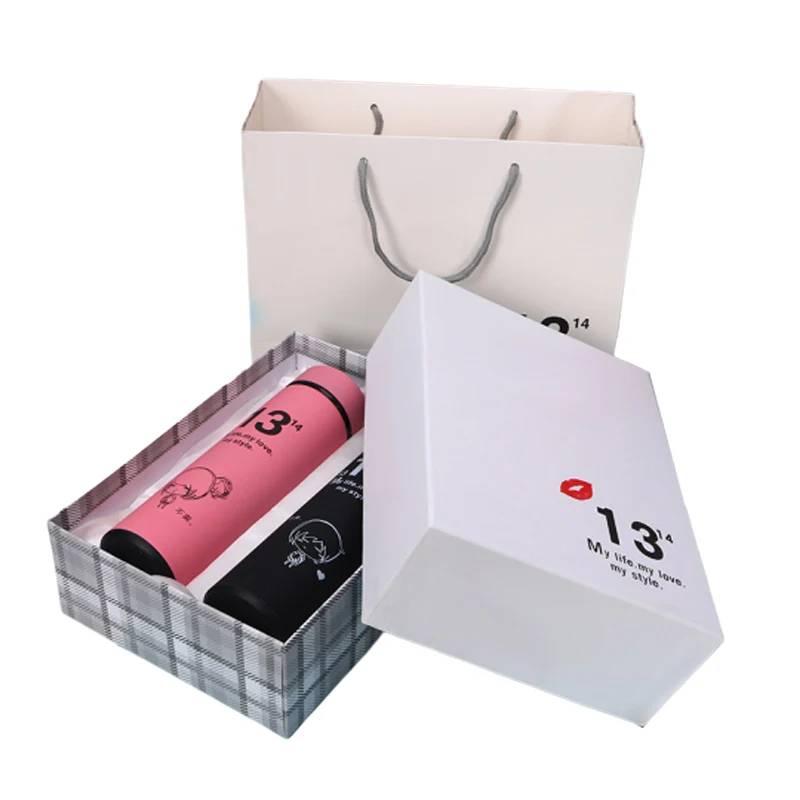 

Stainless Steel Thermal Insulation Double Vacuum Flask Bottle Thermos Coffee Cup Mug With Gift Box For Couples Lovers Valentine