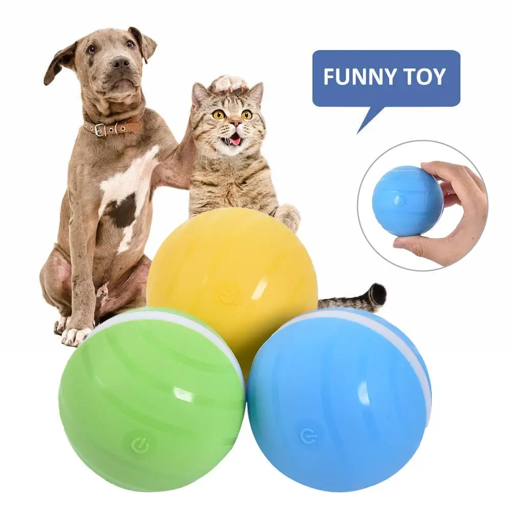 Активный прыгающий шар, игрушка для собаки, USB Электрический мяч для питомца, светодиодный, роликовый, эластичный шар, кошка, автоматический рулон, забавная интерактивная игрушка, водонепроницаемая