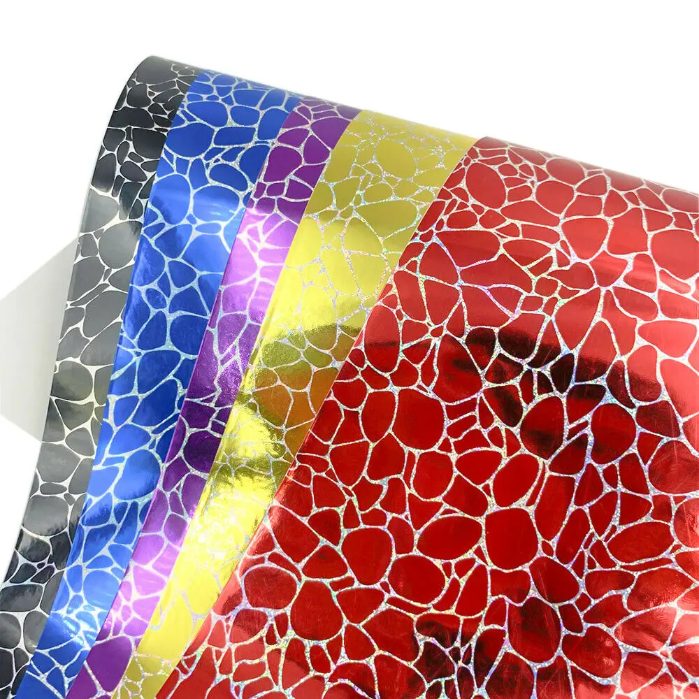 6 Sheets 12"x10" Bundle Holographic Stone Pattern Adhesive Vinyl Cut Film for Party Decoration Sticker Craft Cutter Car Decal