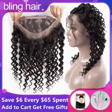 Bling Hair бразильские волосы глубокая волна Закрытие 360 Кружева Фронтальная Remy человеческие волосы закрытие с детскими волосами свободная часть натуральный цвет