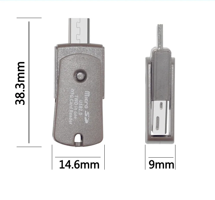 Вращающийся 2 в 1 Micro USB2.0 OTG адаптер + SD TF кардридер для телефона Android 480 МБ/с./с