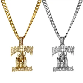 

Hip Hop DEATHROW Men Jewelry Gold/Silver Color Zircon Pendant Necklace