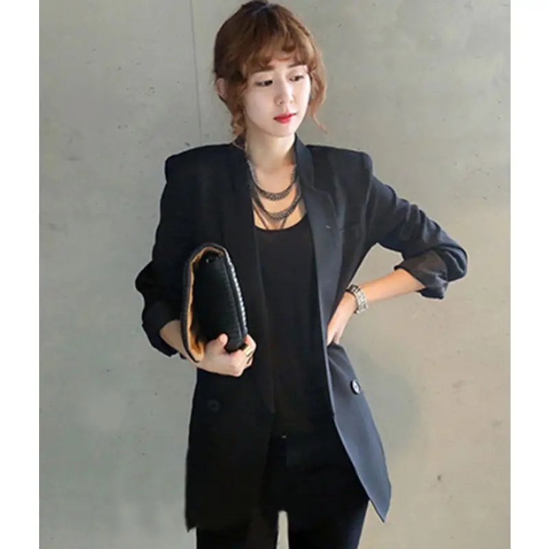 

New Arrival Long Style Black Women Jacket and Blazer Female Notched Collar Asymmetrical Chic Ladies Blazers Female 2019 Fashion