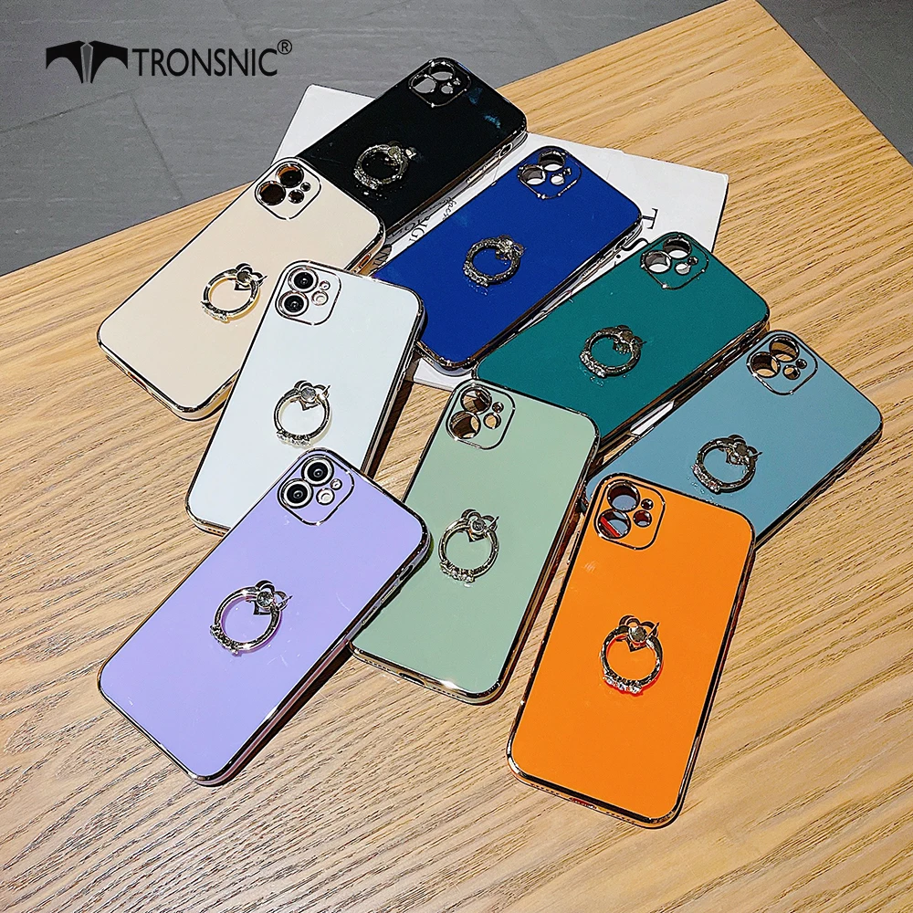 Love Heart Ring Stand Custodia Per Telefono Per Iphone 12 11 Pro Max Xr Xs Max Soft Gold Love Border Custodie Viola Per Iphone 7 8 Plus Cover