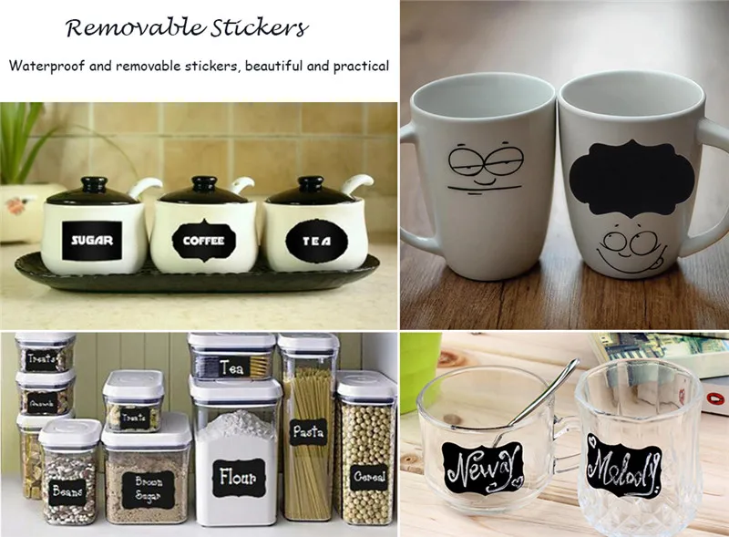 Description Picture 4 of item6 Sheets Jars Labels Chalkboard Label Erasable Spice Sticker Organizer Household Craft Kitchen Bottles Tag Stickers with A Pen