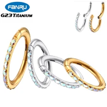 

G23 Titanium Piercing Hoop 16G Earrings Tragus Cartilage AB Zircon Nose Ring Septum Hinged Helix Daith Perforated Body Jewelry