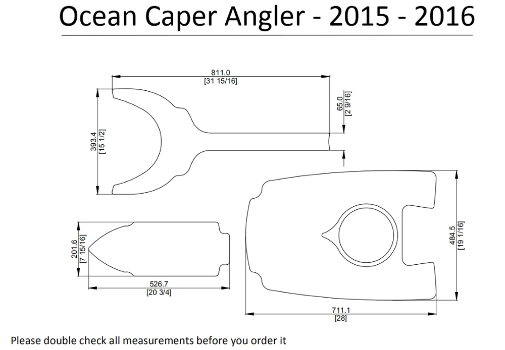 Океан Caper Angler Каяк Лодка EVA настил КОВРИКИ НАБОР 1/4"