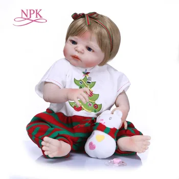 

NPK full silicone bebe bonecas lifelike baby girl babies doll bath toy lifelike newborn princess baby doll handmade baby toys
