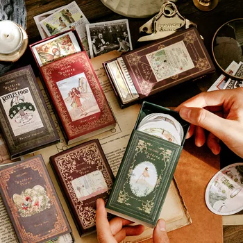 

60pcs/box Fairy & Elf Matchbox Diary Stickers Retro Stamps Scrapbooking Korean Cute Journal Sticker Label