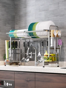 

stainless steel kitchen storage shelf bathroom organizer prateleira porta tempero estante cuisine rangement sponge holder