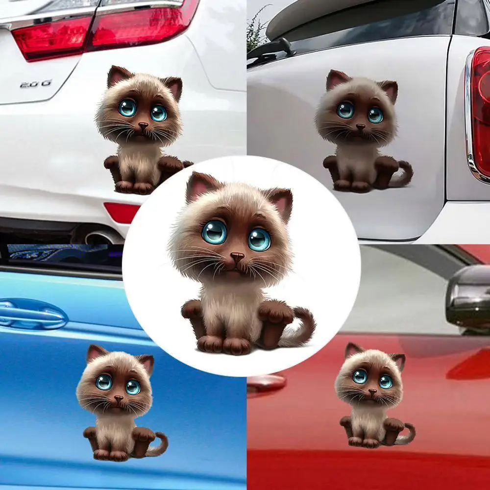 

1 pcs Car Sticker Animal 3D Cartoon Lovely Cat 15*18CM Window Car Stickers And Decals Car-styling Accessories EYE