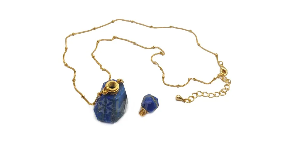 WT-N1162 флакон духов натуральный камень ожерелье драгоценный камень Смоки с золотой Гальванизированный шар на цепочке ожерелье Модные ювелирные изделия