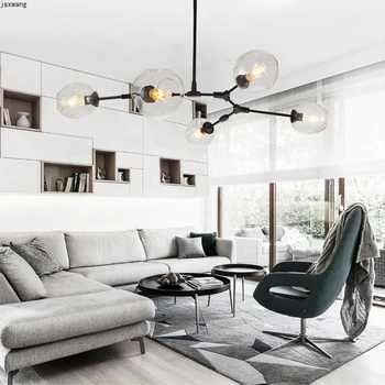

Nordic LED Indoor Lighting Glass Pendant Lamp Gradient Color Molecular Lamp Hotel Lobby Luxury Decoration Pendant Lights Lustre
