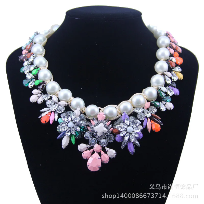

Hot Sales Europe And America Accessories Women's Crystal Exaggeration Women's Flower Choker