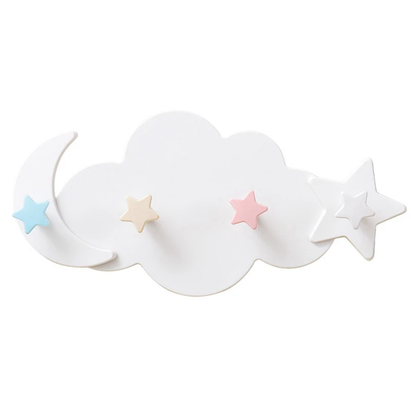 

Creative Cute Star Moon Cloud Shape Nail-free Wall Clothes Hooks Kids Room Decorative Key Hanging Hanger Kitchen Storage Hook