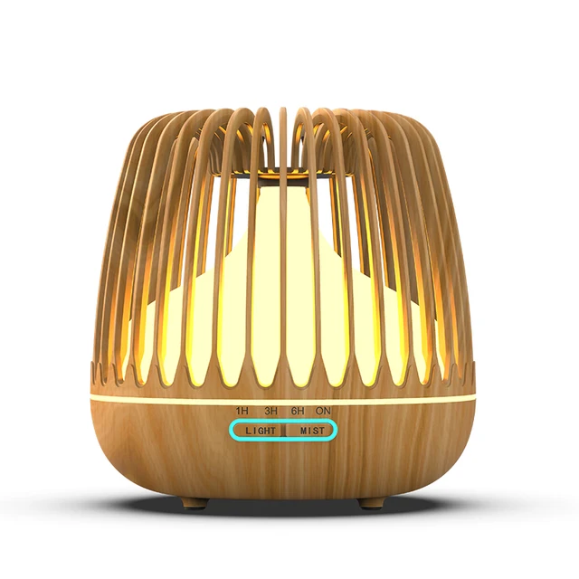 500 ml aroma eterisk oljediffuser ultralyd luftfukter trestruktur 7 fargeskiftende LED-lys kjølig tåke diffusor for hjemmet_voghion.com